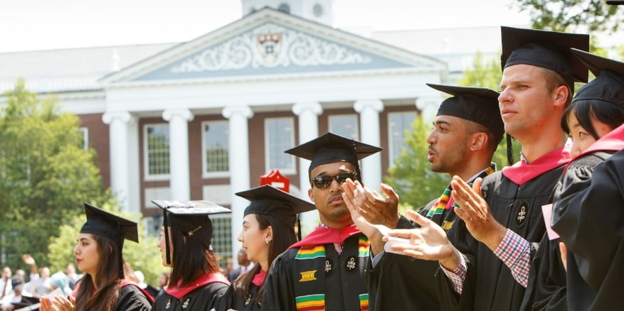 HBS Graduates in front of Baker Library 