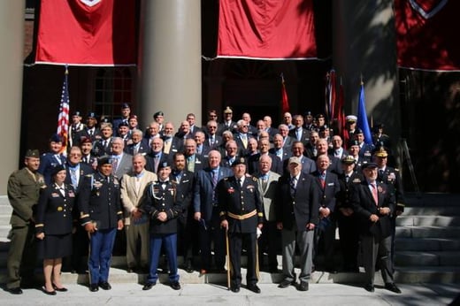 Holden with fellow ROTC members and 40 of the 78 living recipients of the Congressional Medal of Honor gathered for a private memorial service in Cambridge, MA.