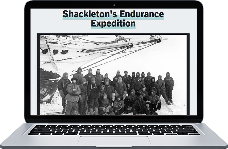 Explorer Ernest Shackleton with his team